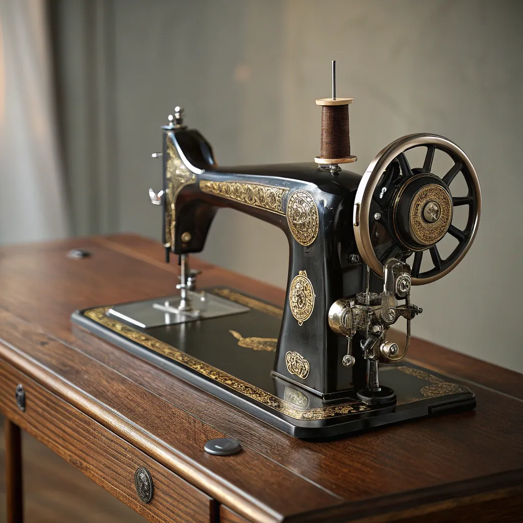Sewing machine with colorful threads